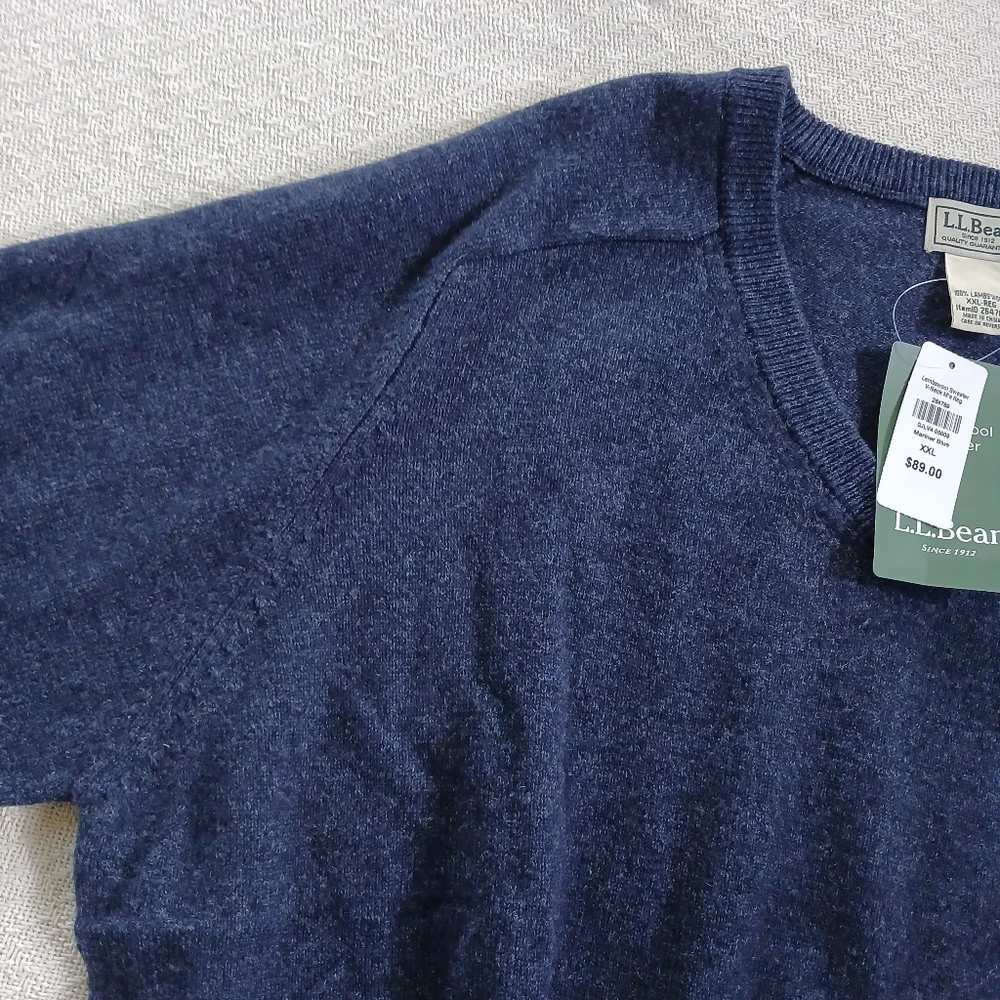 l.l bean ♡ lambswool sweater mens xxl blue v neck dad grandpa vintage preppy